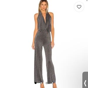 superdown saffron cowl neck jumpsuit metallic black
